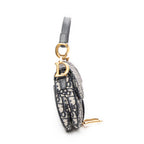 Shoulder Bag Mini Saddle Navy Oblique Jacquard Canvas