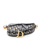 Shoulder Bag Mini Saddle Navy Oblique Jacquard Canvas