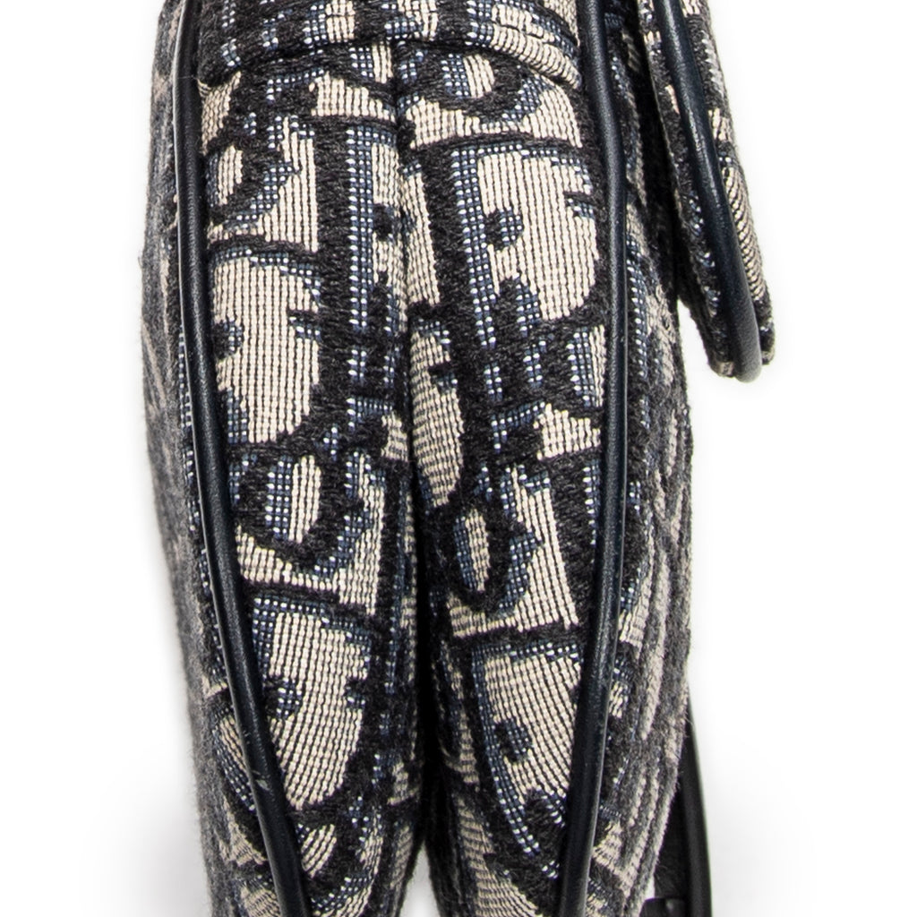 Shoulder Bag Mini Saddle Navy Oblique Jacquard Canvas