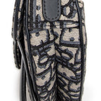 Shoulder Bag Mini Saddle Navy Oblique Jacquard Canvas