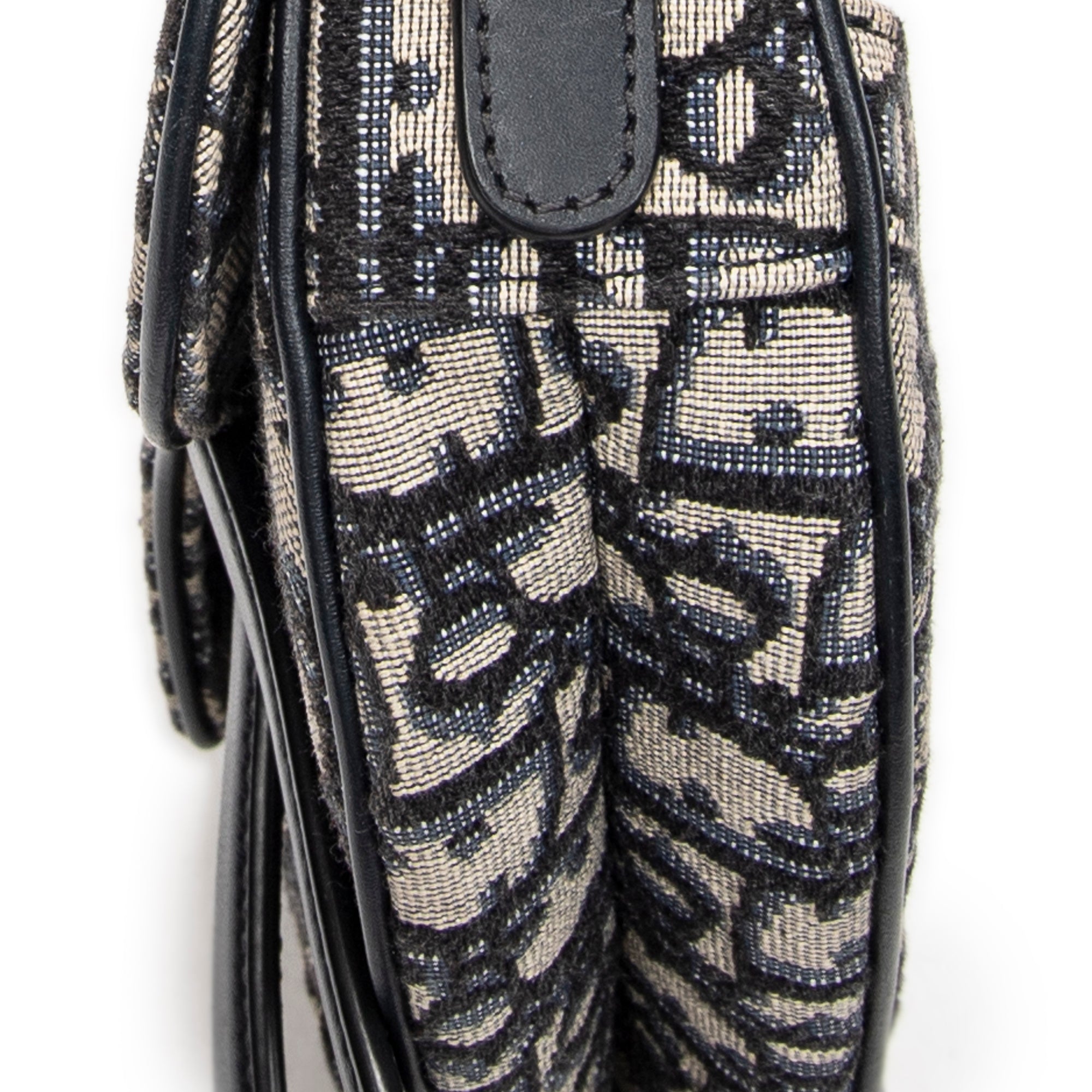 Shoulder Bag Mini Saddle Navy Oblique Jacquard Canvas