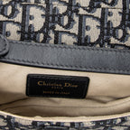 Shoulder Bag Mini Saddle Navy Oblique Jacquard Canvas