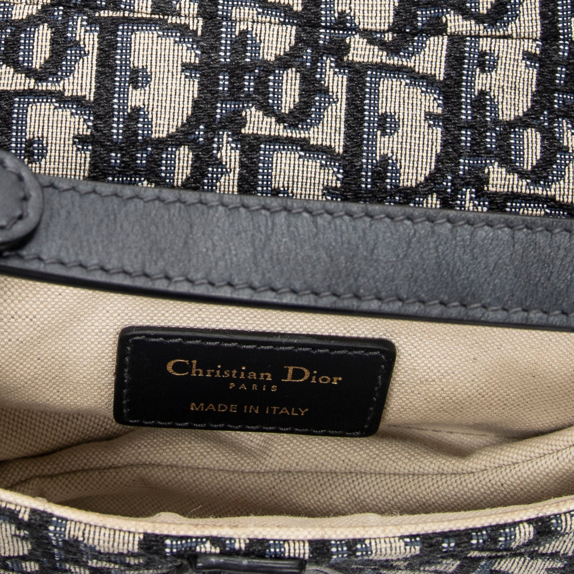 Shoulder Bag Mini Saddle Navy Oblique Jacquard Canvas