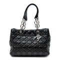 Shoulder Bag Small Soft Shopping Tote Black Cannage Lambskin Leather