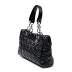 Shoulder Bag Small Soft Shopping Tote Black Cannage Lambskin Leather