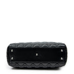 Shoulder Bag Small Soft Shopping Tote Black Cannage Lambskin Leather