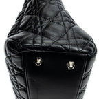 Shoulder Bag Small Soft Shopping Tote Black Cannage Lambskin Leather