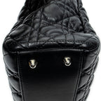 Shoulder Bag Small Soft Shopping Tote Black Cannage Lambskin Leather