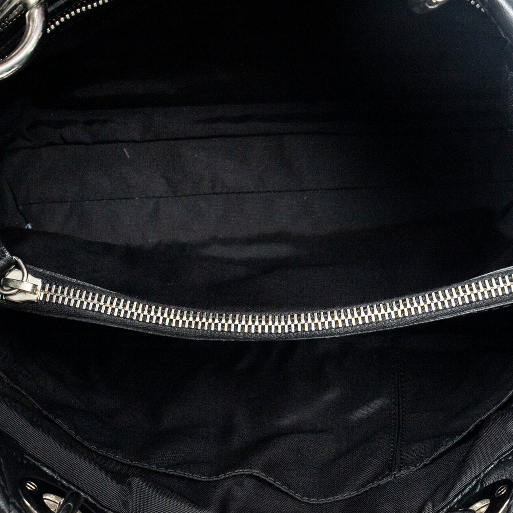 Shoulder Bag Small Soft Shopping Tote Black Cannage Lambskin Leather