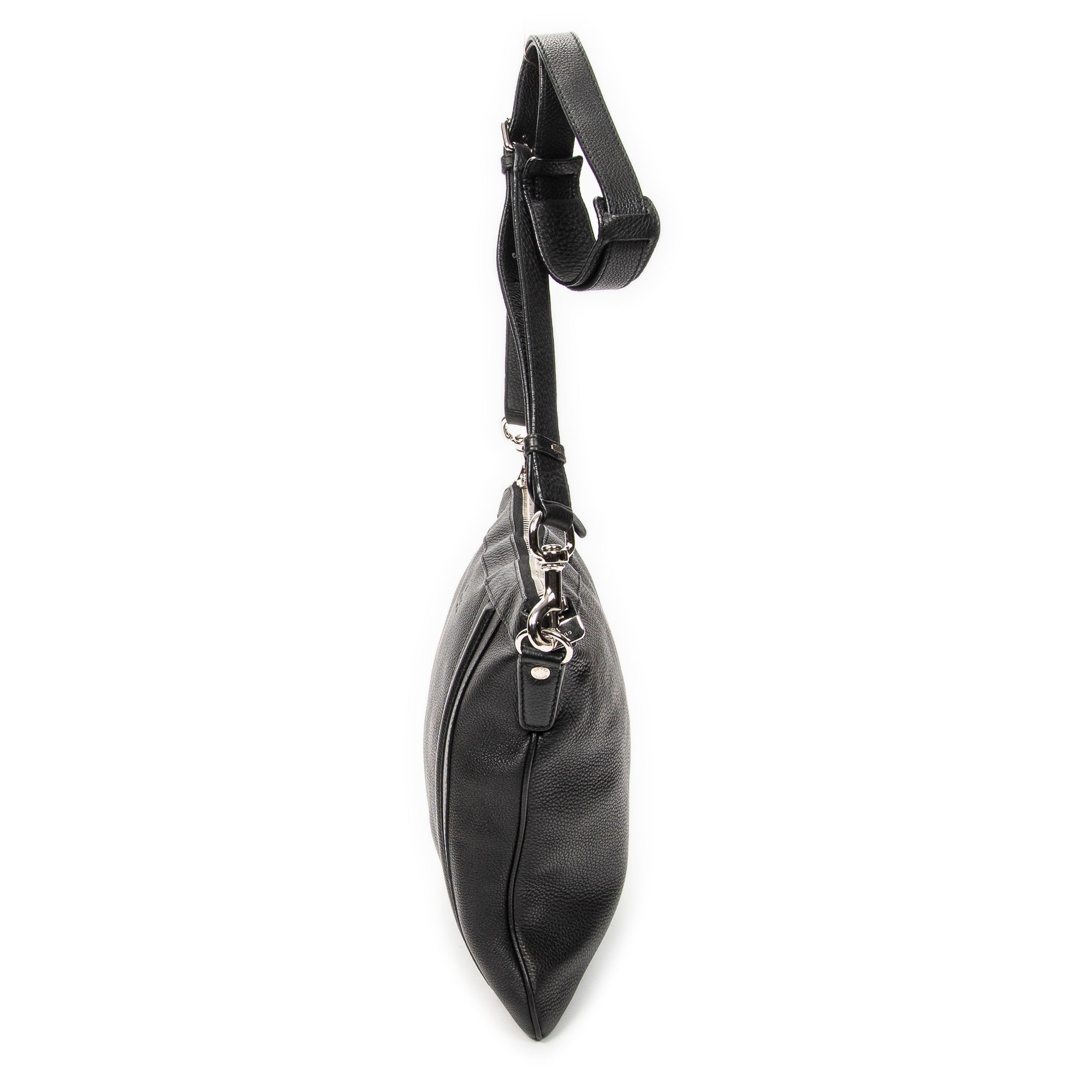 Shoulder Bag Large Messenger Black Grained Calfskin Leather