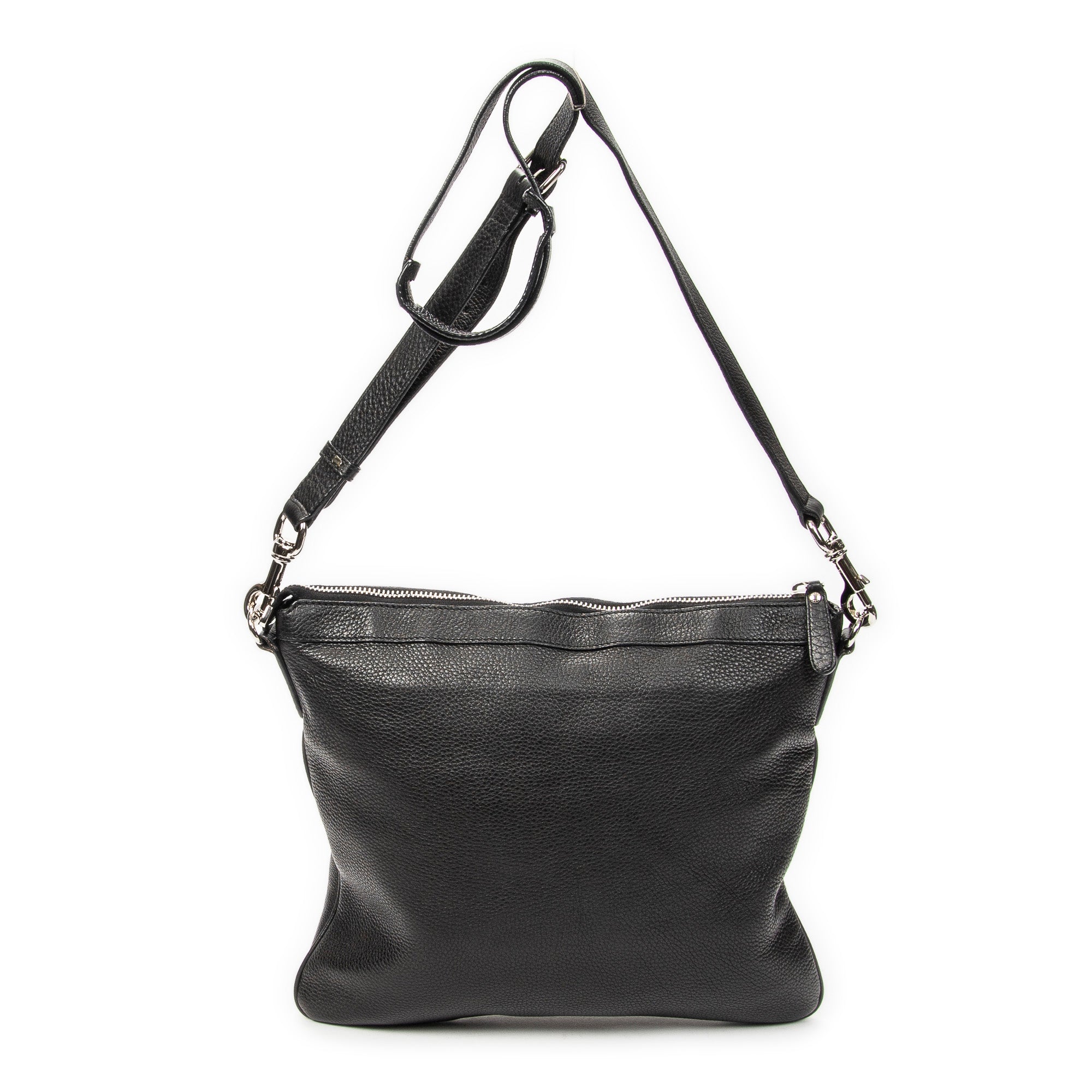 Shoulder Bag Large Messenger Black Grained Calfskin Leather