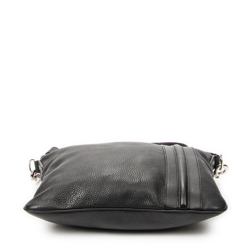 Shoulder Bag Large Messenger Black Grained Calfskin Leather