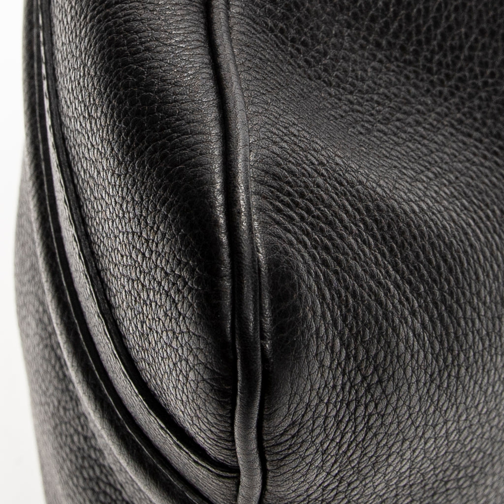 Shoulder Bag Large Messenger Black Grained Calfskin Leather