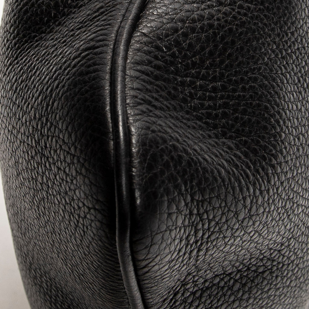 Shoulder Bag Large Messenger Black Grained Calfskin Leather