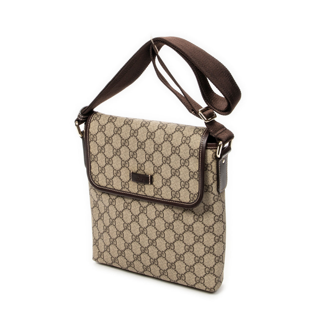 Shoulder Bag Small Flap Messenger Brown Supreme Coated Canvas