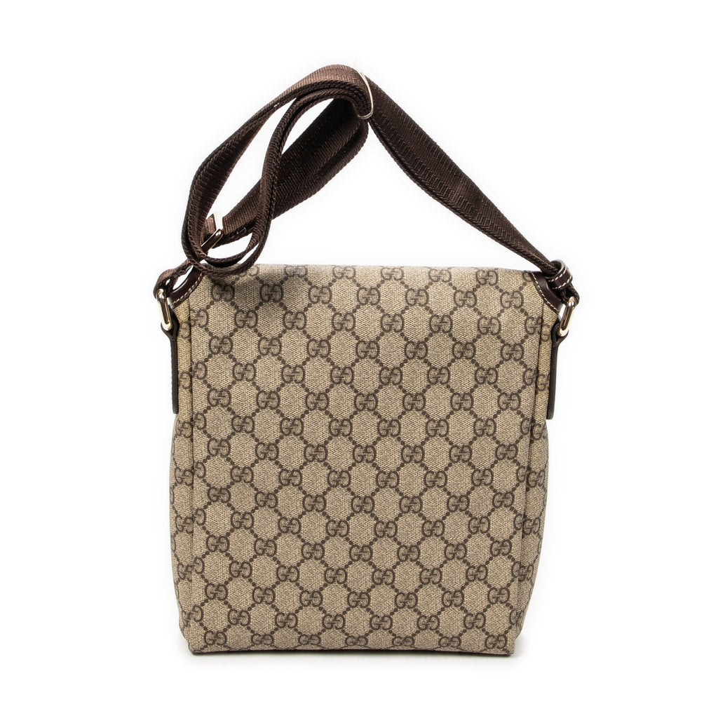 Shoulder Bag Small Flap Messenger Brown Supreme Coated Canvas