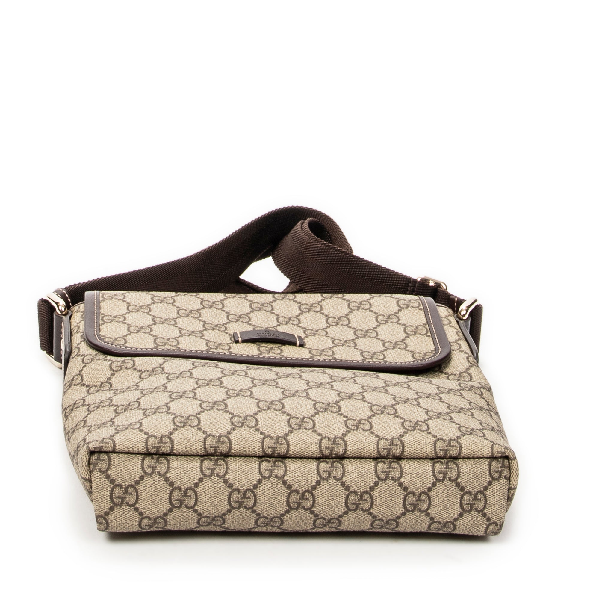 Shoulder Bag Small Flap Messenger Brown Supreme Coated Canvas