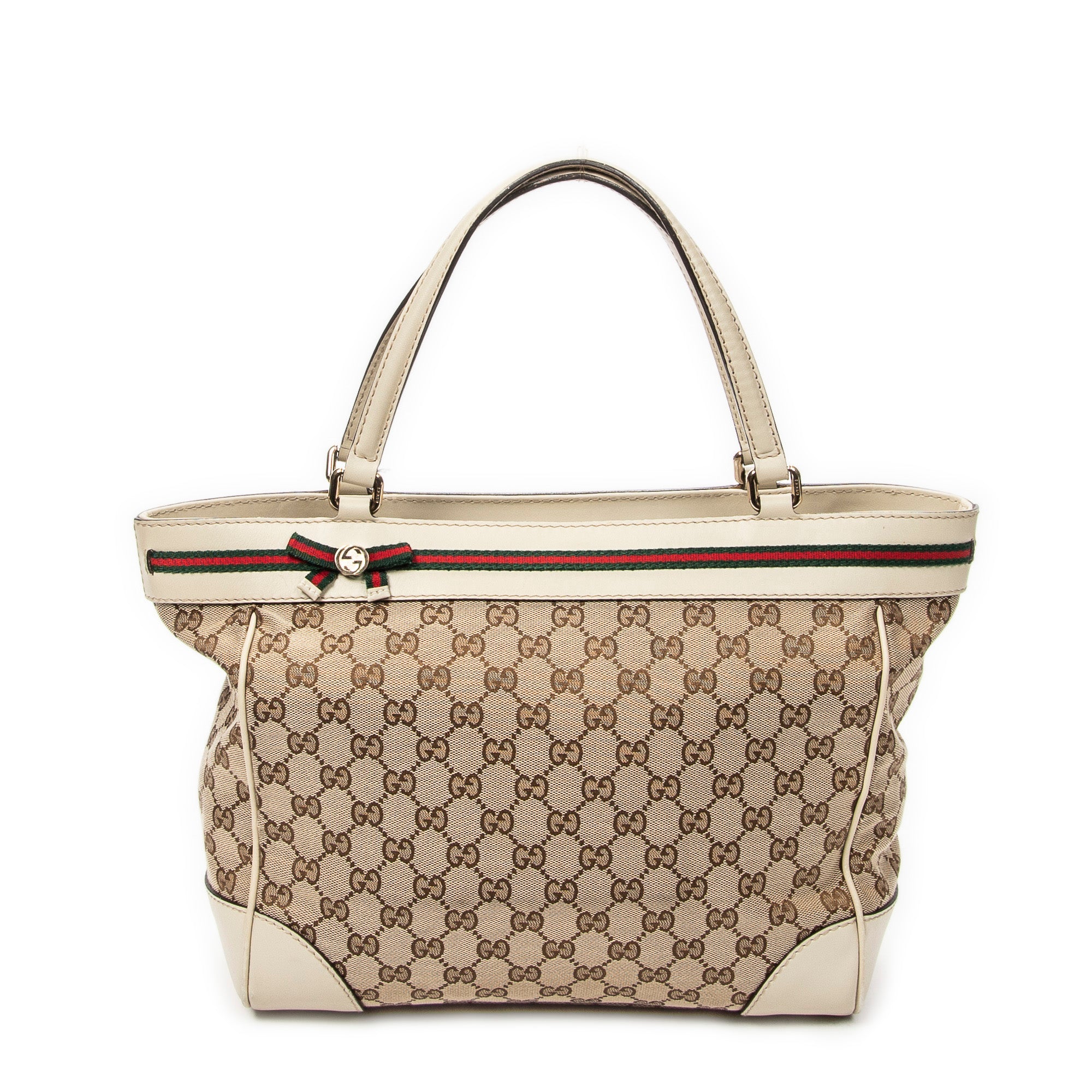 Handbag Web Mayfair Tote Beige Monogrammed Canvas