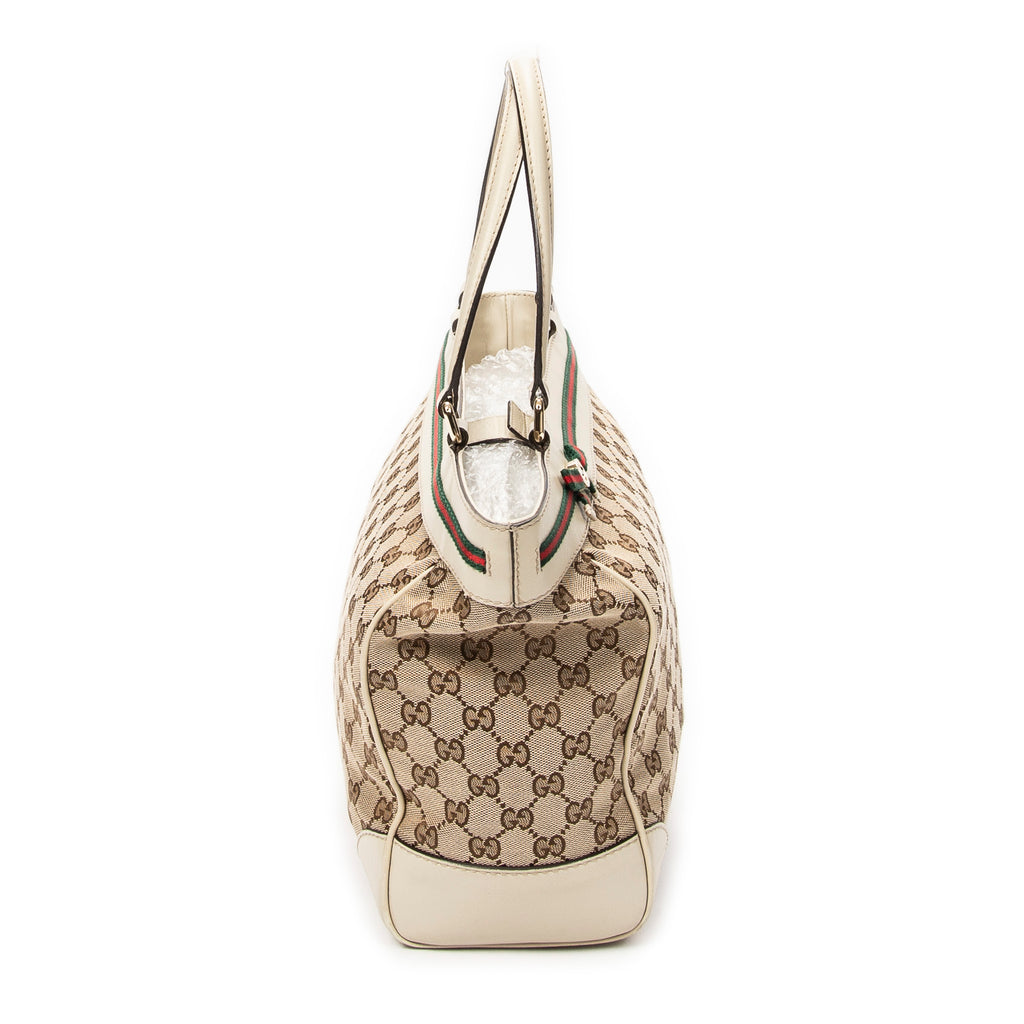 Handbag Web Mayfair Tote Beige Monogrammed Canvas