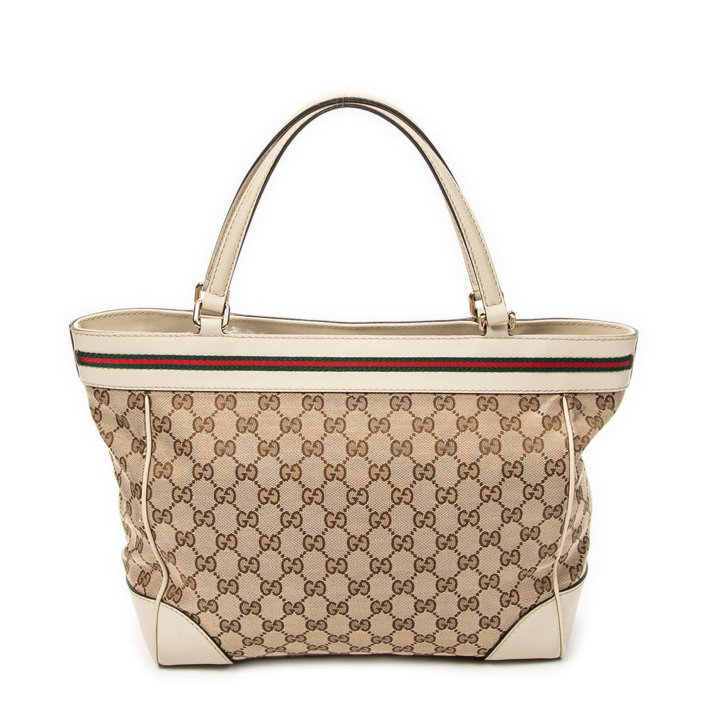 Handbag Web Mayfair Tote Beige Monogrammed Canvas