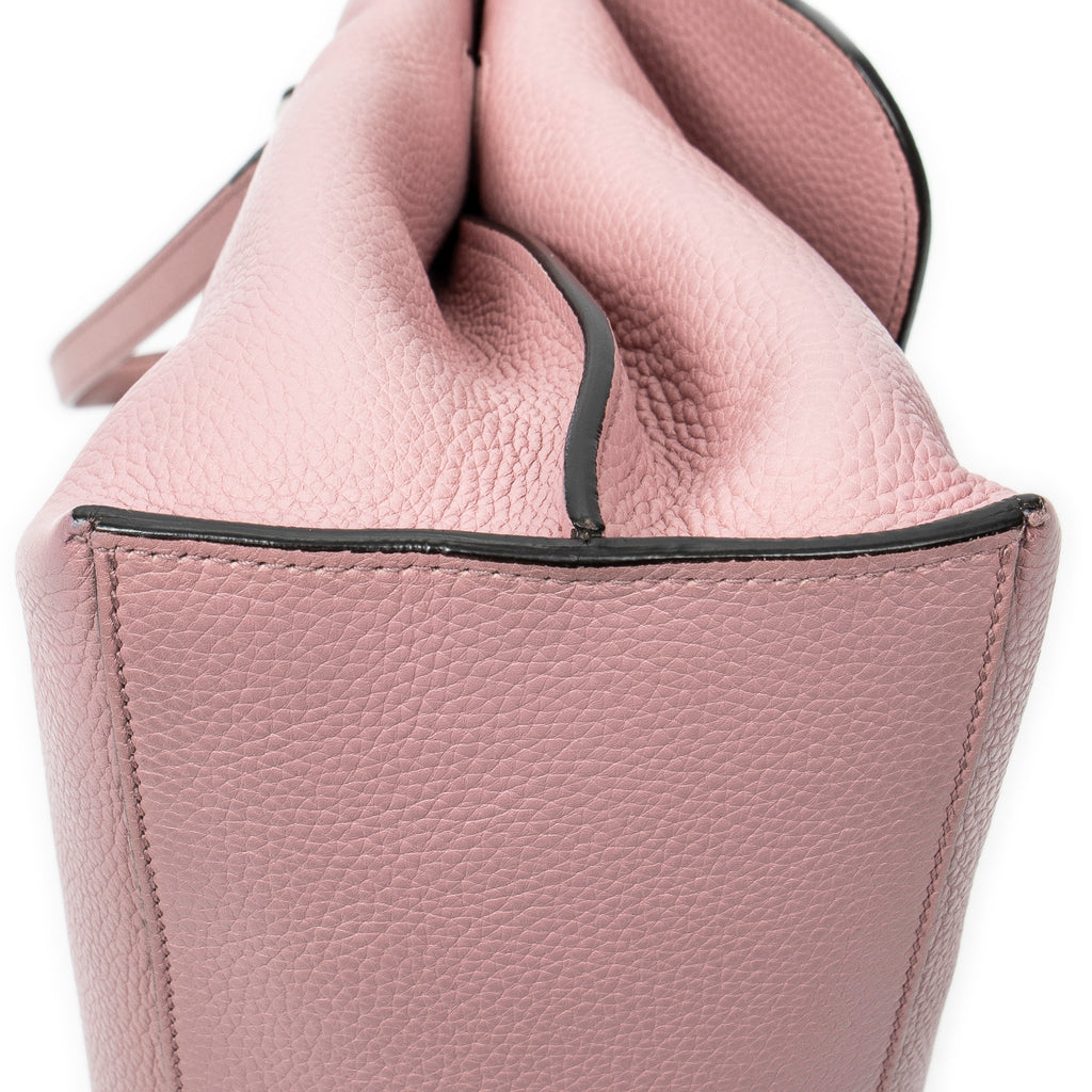 Shoulder Bag Medium Bamboo Daily Top Handle Pink Grained Calfskin Leather