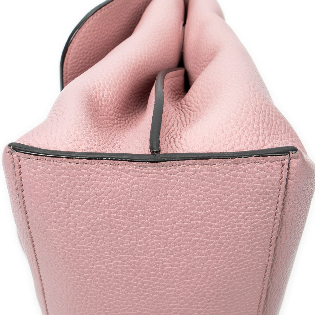 Shoulder Bag Medium Bamboo Daily Top Handle Pink Grained Calfskin Leather