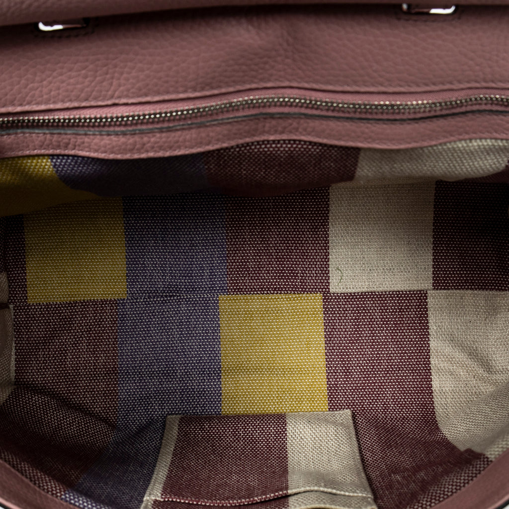Shoulder Bag Medium Bamboo Daily Top Handle Pink Grained Calfskin Leather
