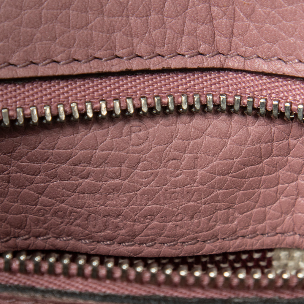 Shoulder Bag Medium Bamboo Daily Top Handle Pink Grained Calfskin Leather