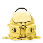 Backpack Medium Bamboo Tassel Backpack Yellow Grained Calfskin Leather