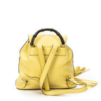 Backpack Medium Bamboo Tassel Backpack Yellow Grained Calfskin Leather