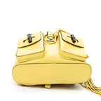 Backpack Medium Bamboo Tassel Backpack Yellow Grained Calfskin Leather