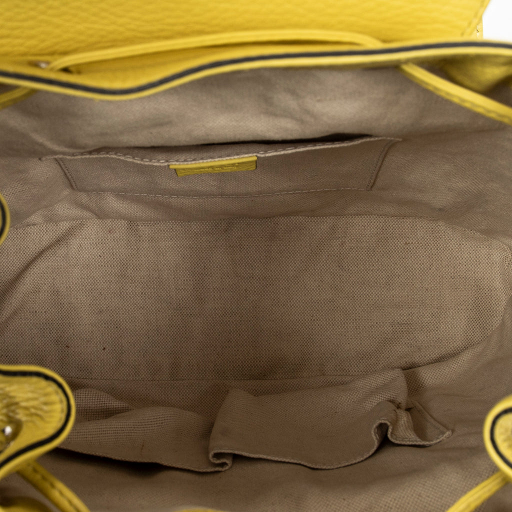 Backpack Medium Bamboo Tassel Backpack Yellow Grained Calfskin Leather