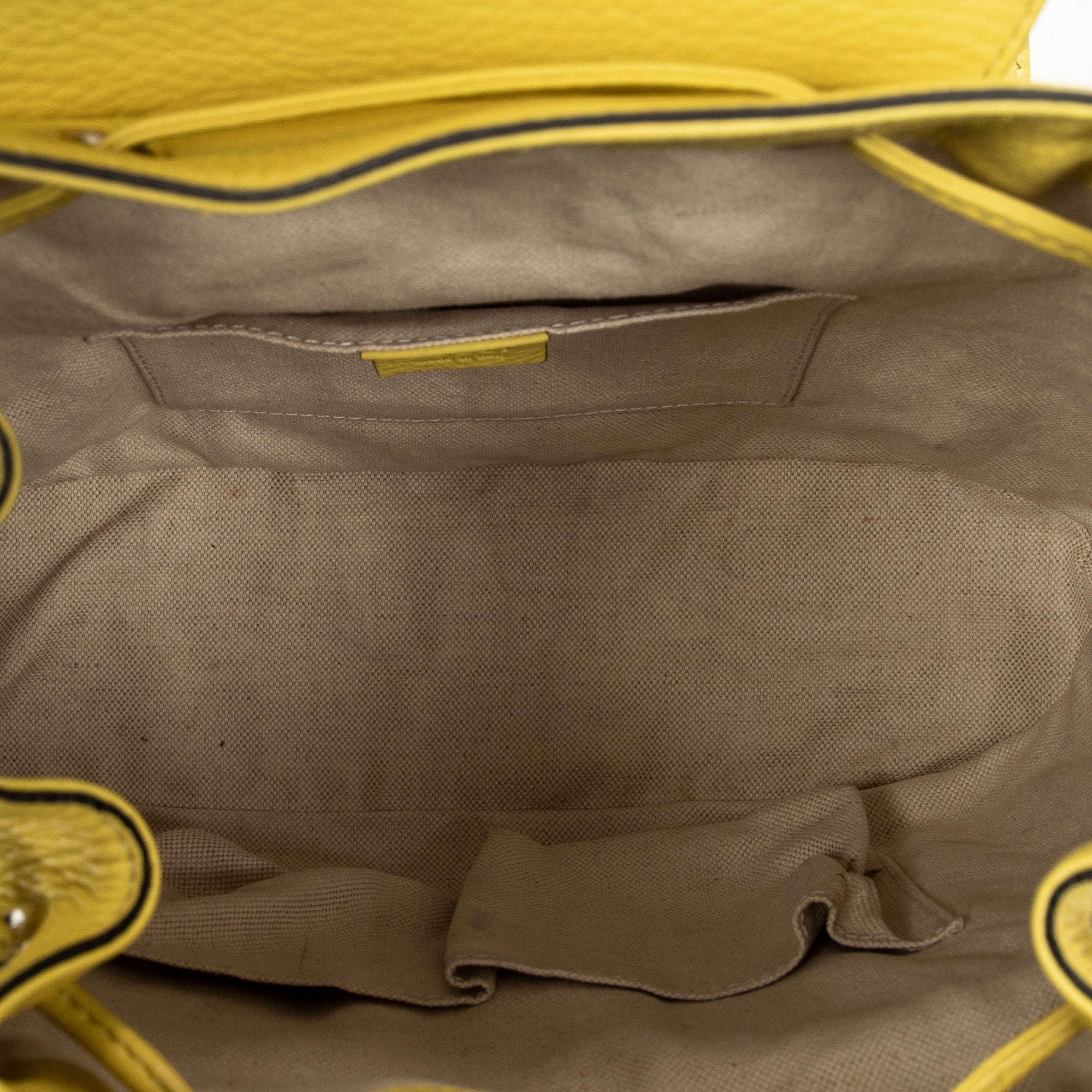 Backpack Medium Bamboo Tassel Backpack Yellow Grained Calfskin Leather