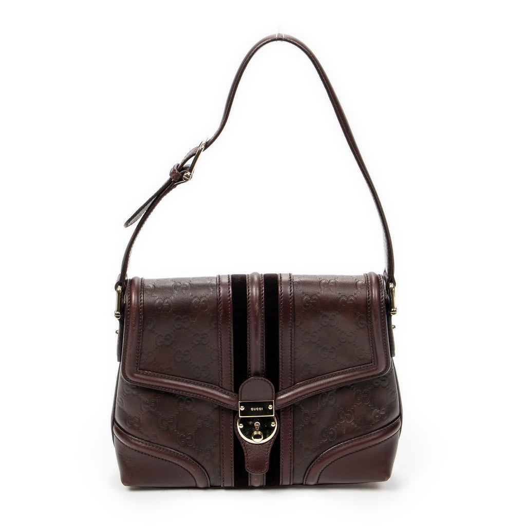 Shoulder Bag Treasure Flap Plum Guccissima Leather