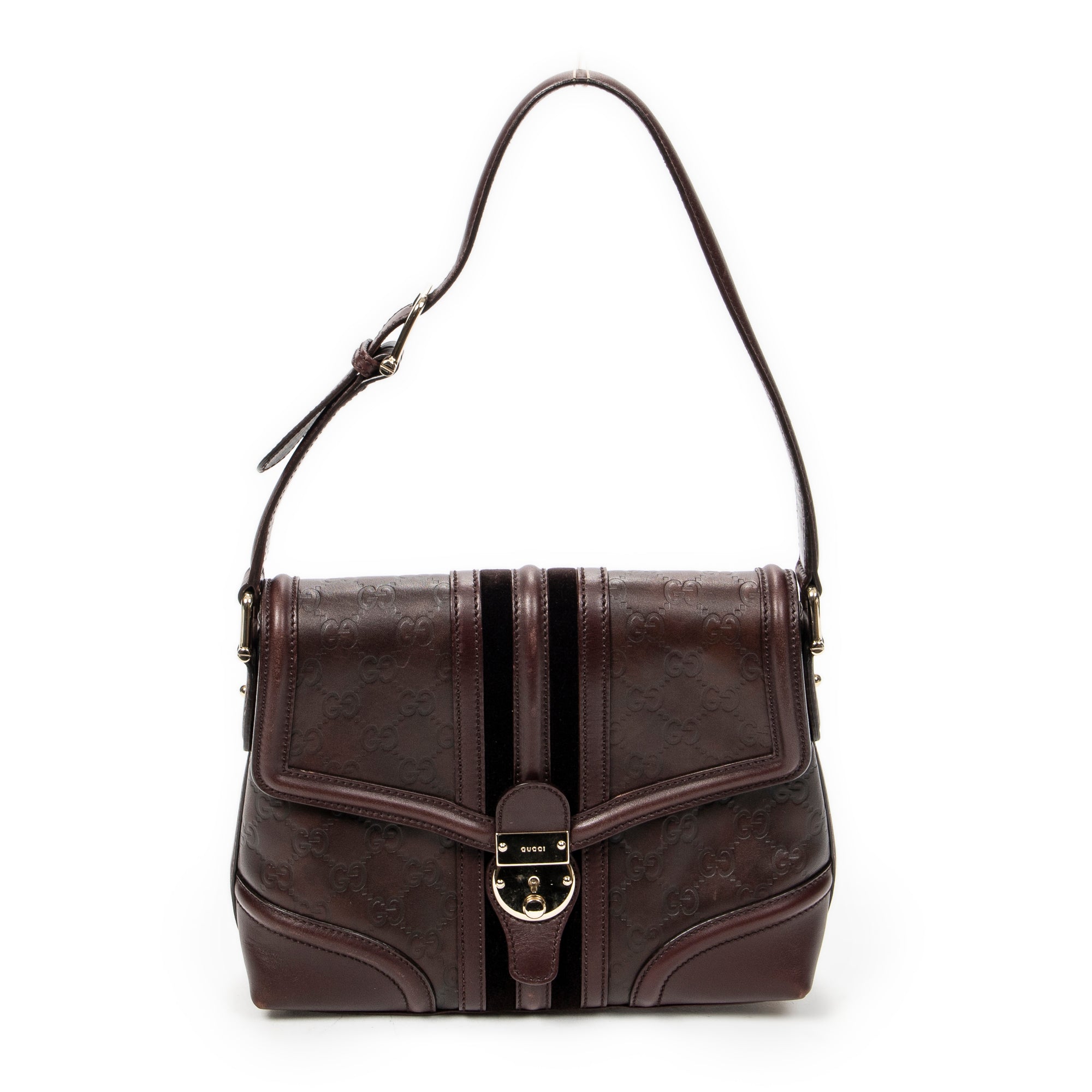 Shoulder Bag Treasure Flap Plum Guccissima Leather