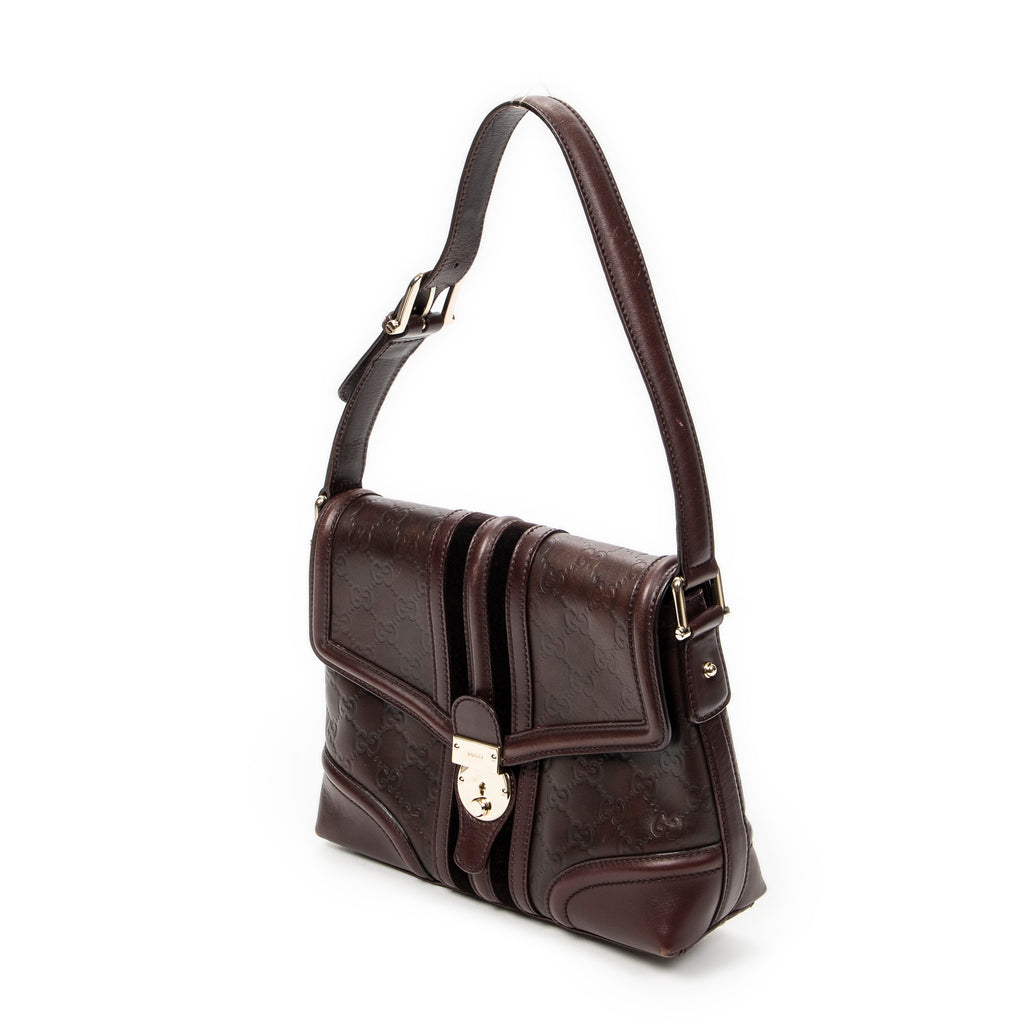 Shoulder Bag Treasure Flap Plum Guccissima Leather