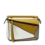 Shoulder Bag Mini Puzzle Bag Green Calfskin Leather
