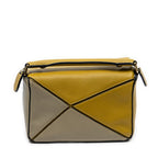 Shoulder Bag Mini Puzzle Bag Green Calfskin Leather
