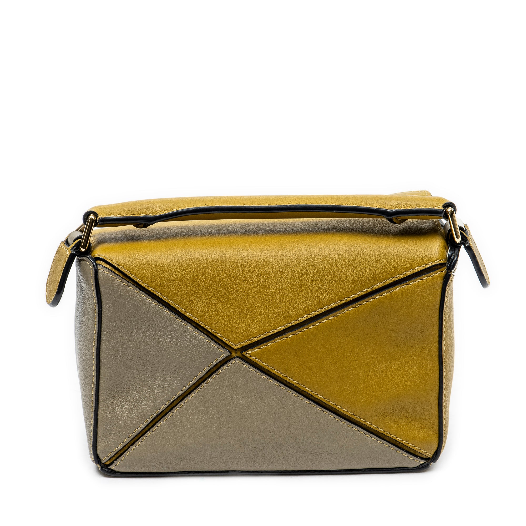 Shoulder Bag Mini Puzzle Bag Green Calfskin Leather