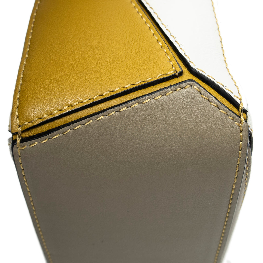 Shoulder Bag Mini Puzzle Bag Green Calfskin Leather