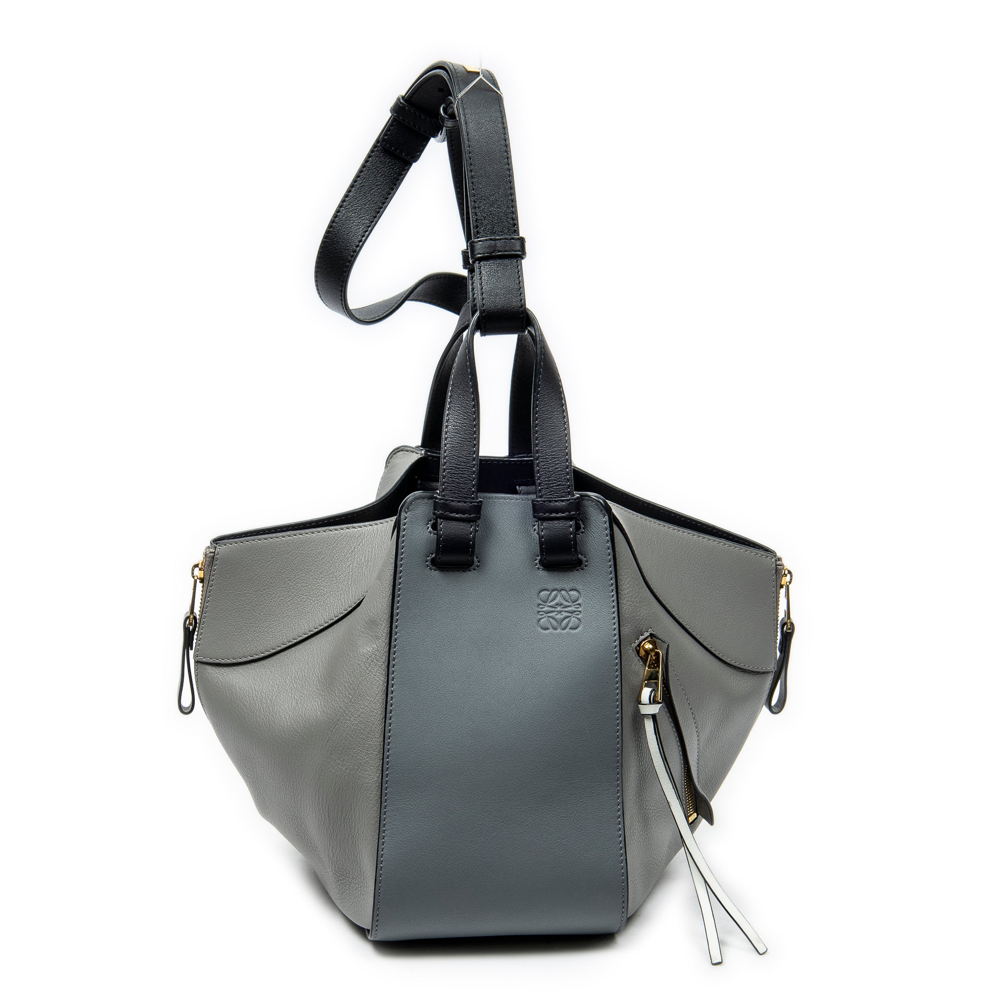 Shoulder Bag Small Hammock Grey Calfskin Leather