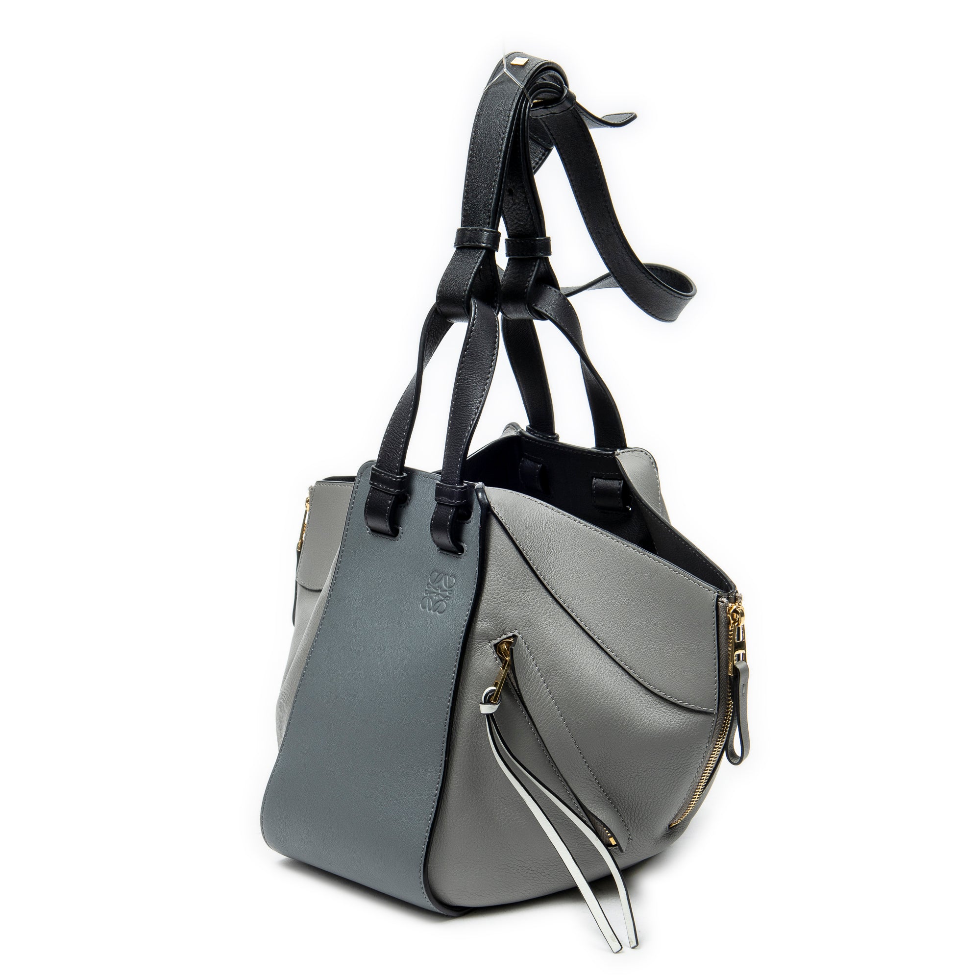 Shoulder Bag Small Hammock Grey Calfskin Leather