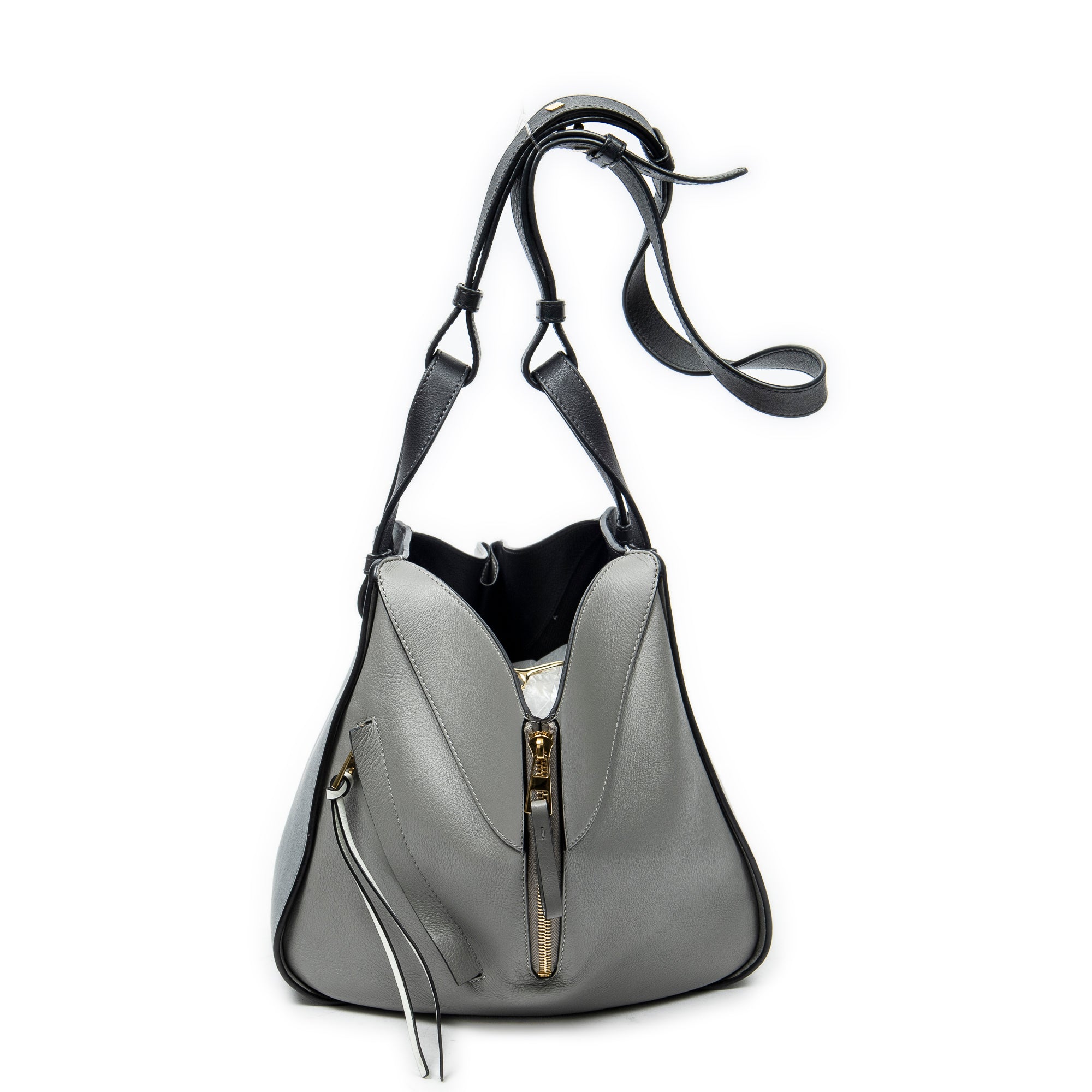 Shoulder Bag Small Hammock Grey Calfskin Leather