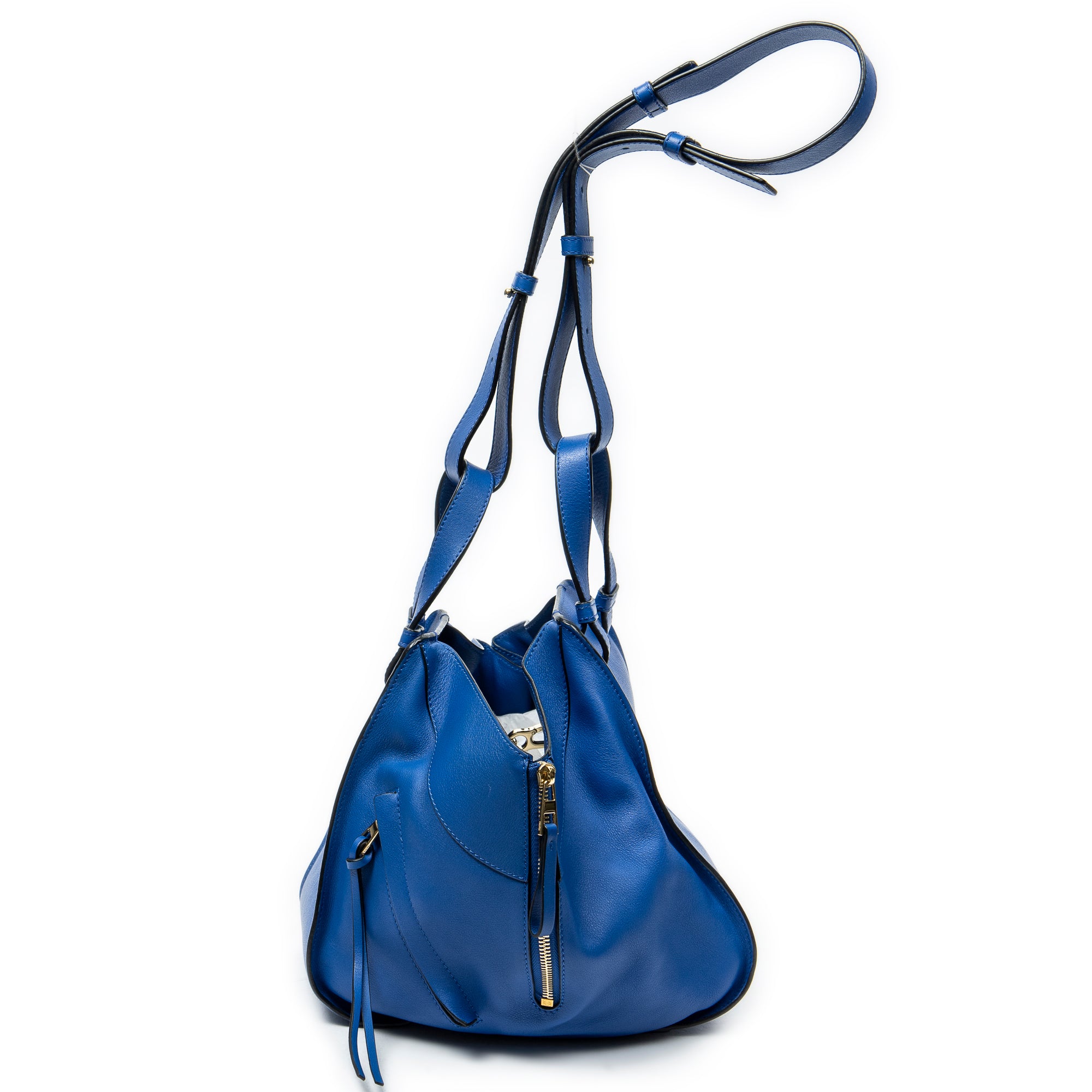 Shoulder Bag Small Hammock Blue Calfskin Leather