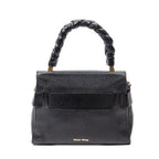 Shoulder Bag Click Braided Top Handle Black Madras Leather
