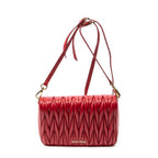 Shoulder Bag Flap Crossbody Red Nappa Matelasse Leather