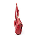 Bolso de hombro con solapa, bandolera de piel napa matelassé roja