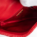 Shoulder Bag Flap Crossbody Red Nappa Matelasse Leather