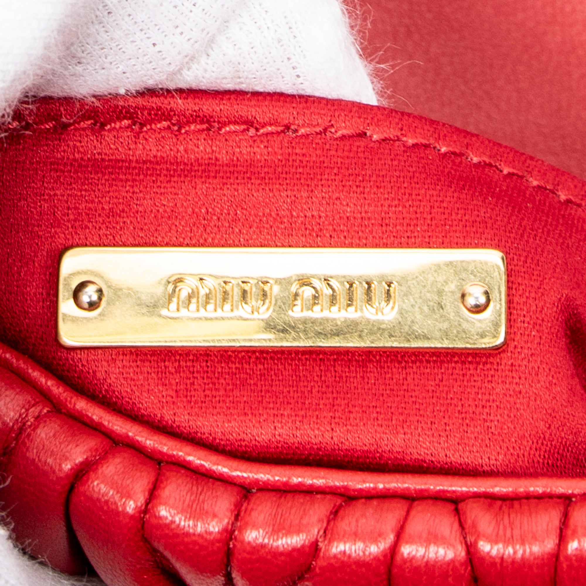 Shoulder Bag Flap Crossbody Red Nappa Matelasse Leather