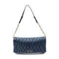 Shoulder Bag Chain Flap Clutch Navy Nappa Matelasse Leather